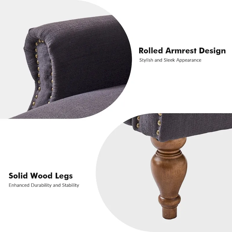 Traditional Roll Arm Manual Recliner with Solid Wood Legs
