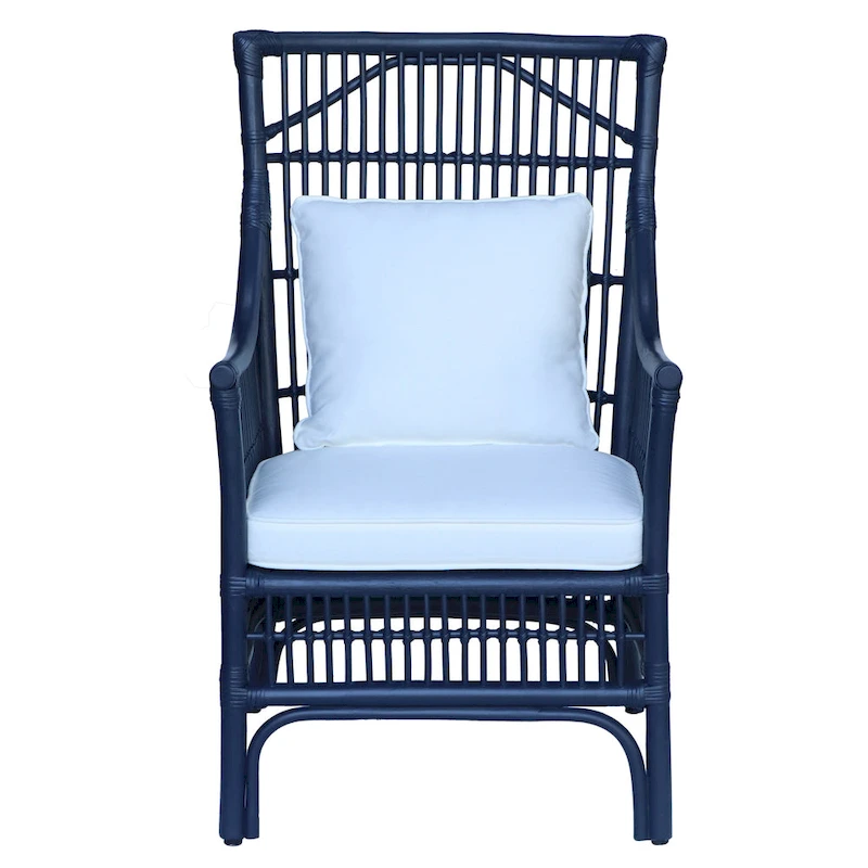 Rattan Slat Back Cushioned Arm Dining Accent Chair by East at Main - 24x25.5x39.25