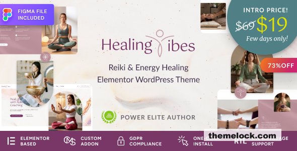 Healing Vibes v1.2.3 - Reiki Healing & Meditation Coaching WordPress Theme