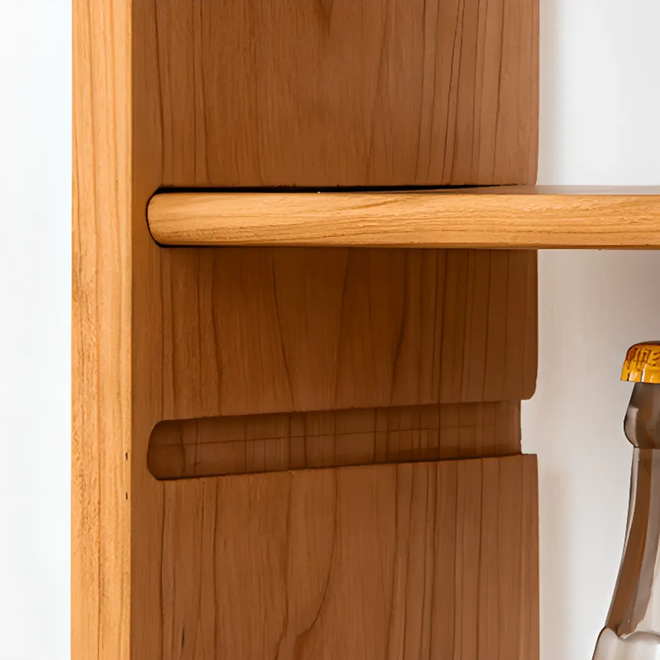 Natural Finish Wooden 2 Shelves Wall-Mounted Display Cabinet