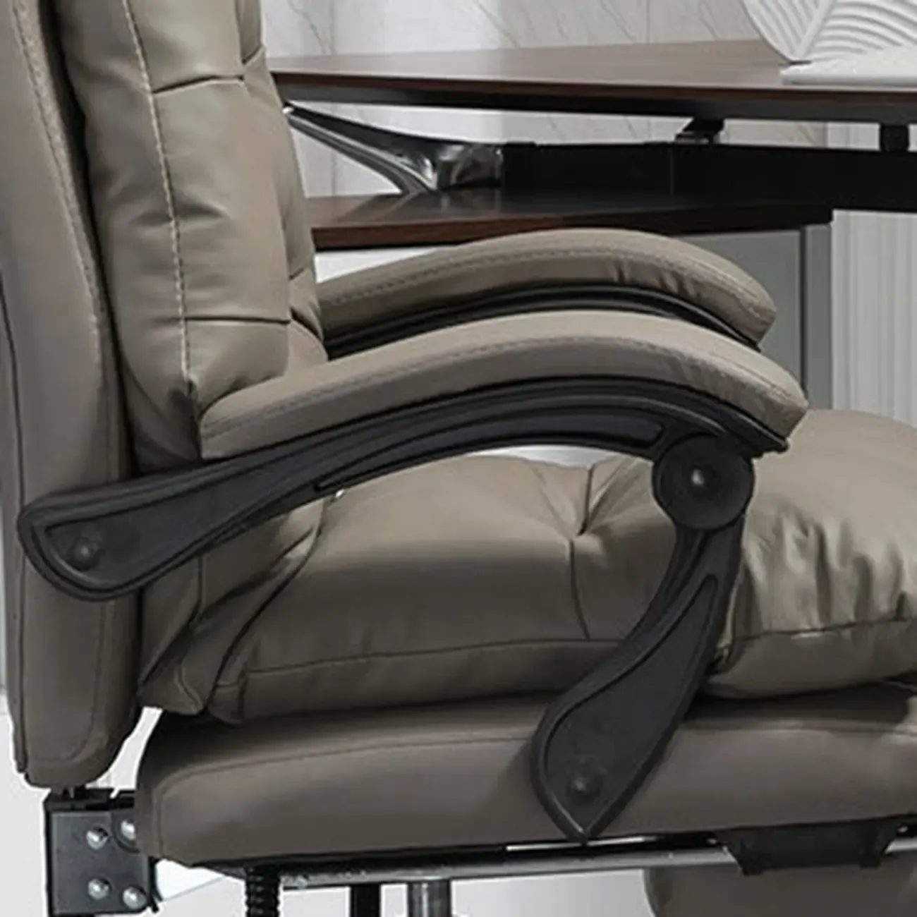 Reclining Black Leather Upholstered Office Chair