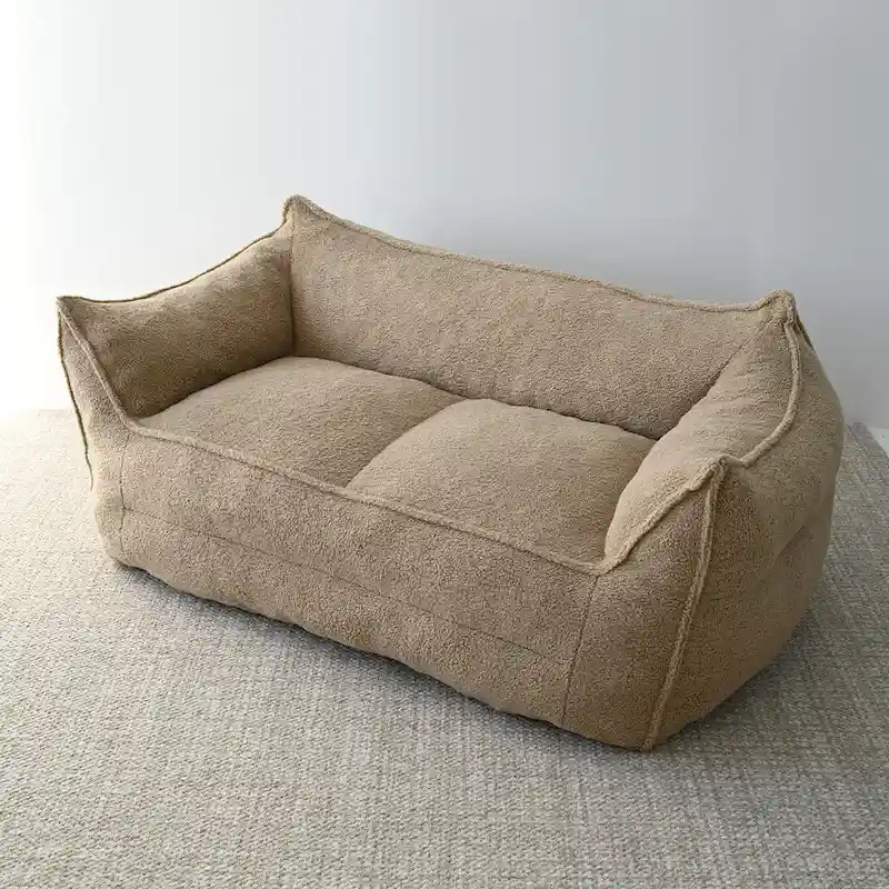 2 Seater Bean Bag Sofa Loveseat Teddy Faux Fabric Fabric Lazy Sofa Bean Bag Chair