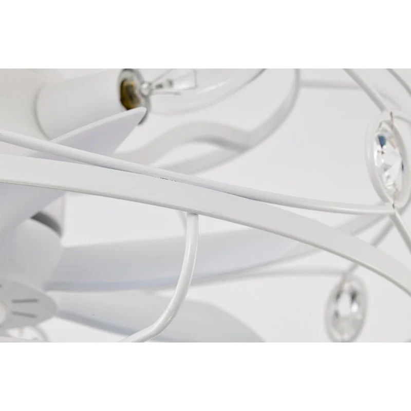 Maeve White Caged Lighted Ceiling Fan Fandelier 7-Blade Remote Control