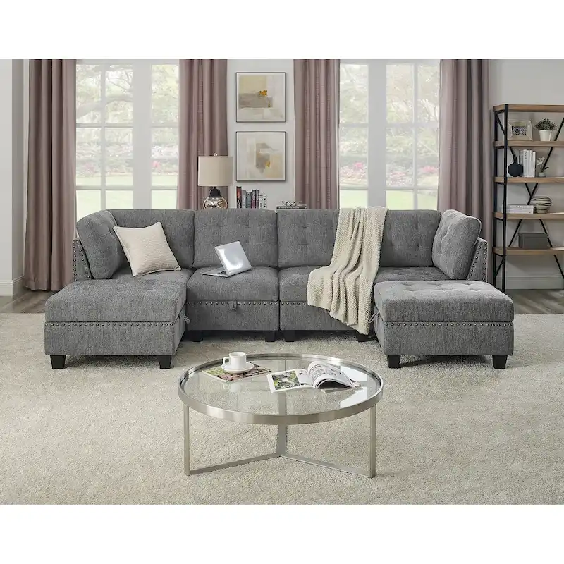 DIY Combination Modular Sectional Sofa, Gray
