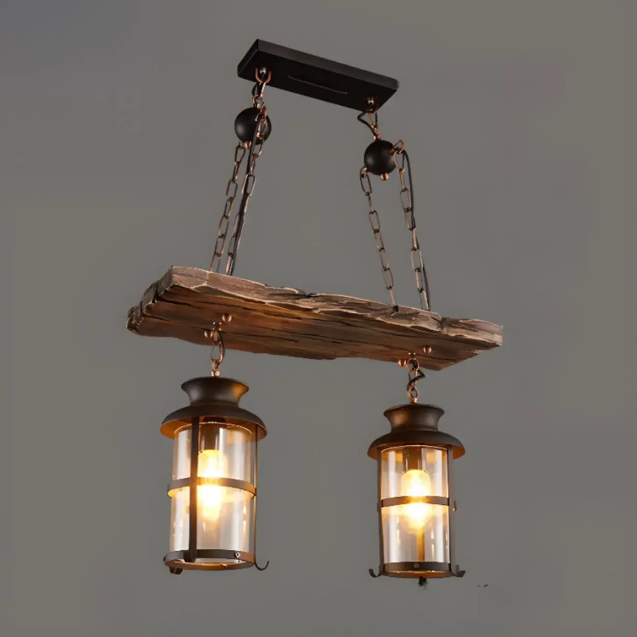 Industrial Island Light Brown Steampunk Cylindrical Pendant Light