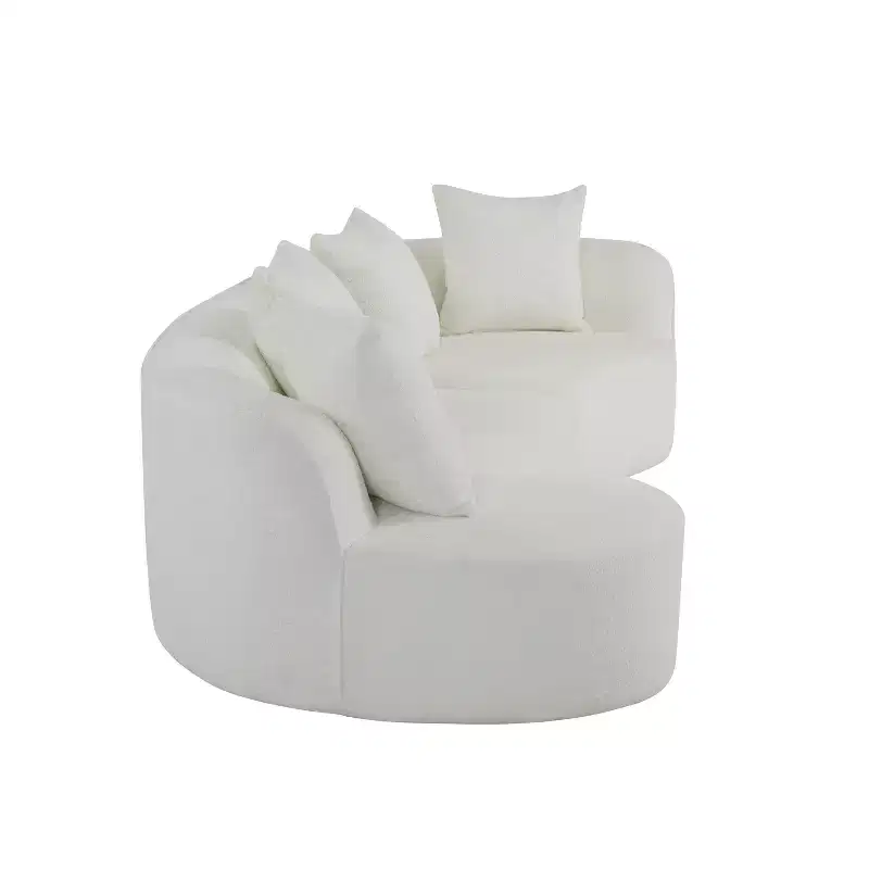 Christopher Knight Home Hailey 126 Modern Boucle Upholstered 5 Seater Curved Sectional Sofa with Pillows