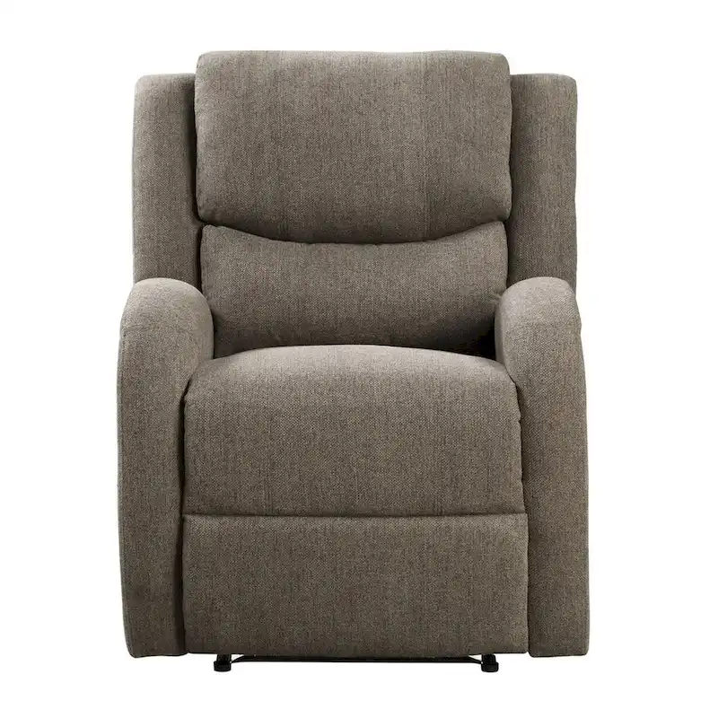 Karena 38 Inch Power Reclining Accent Chair, Brown Chenille, Solid Wood