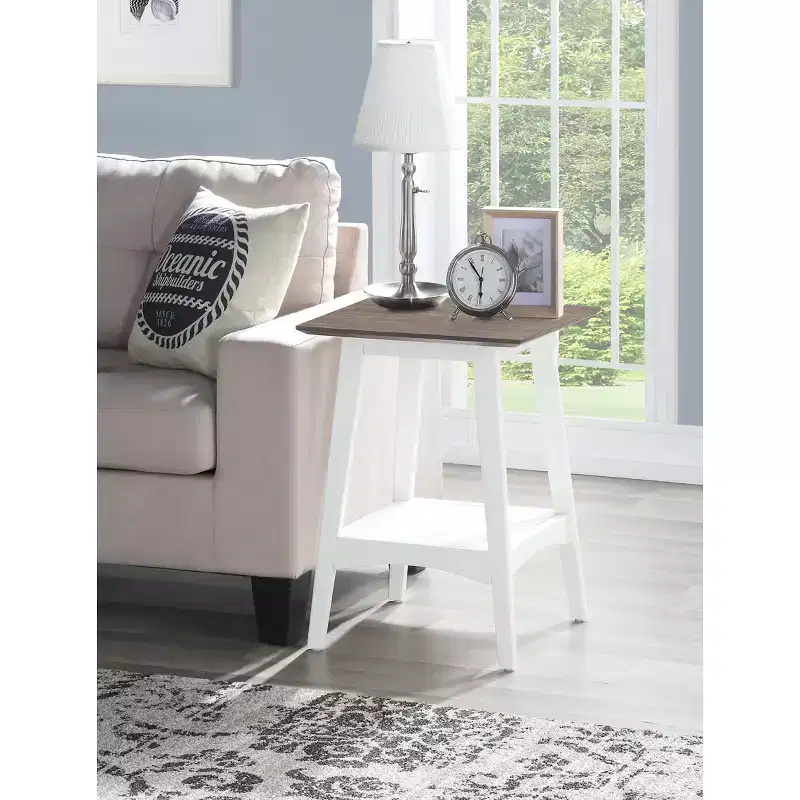 HomeStock 24 in.H White Color Rectangle Wood Table Top End Table 1 -piece