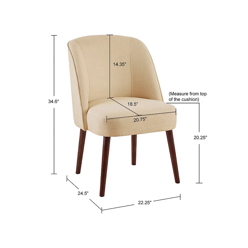 Madison Park Larkin Natural Rounded Back Dining Chair - 22.25w x 24.5d x 34.6h
