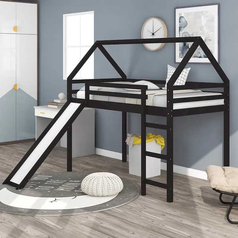Twin Size Loft Bed with Slide