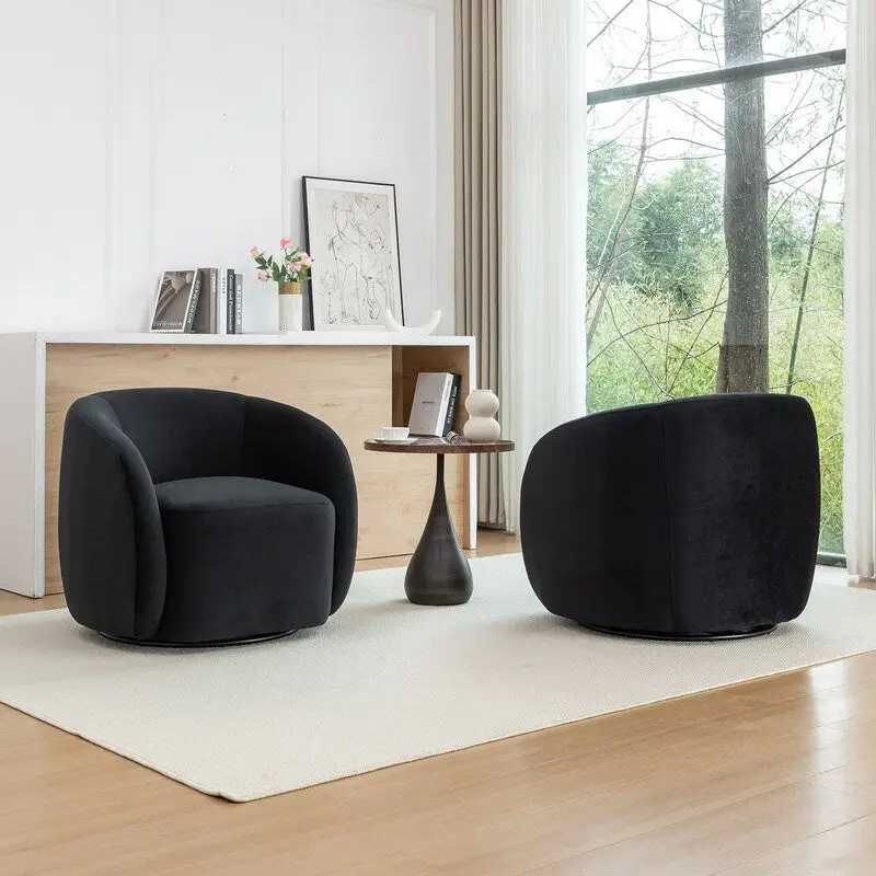 SEYNAR Modern Glam Velvet Upholstered 360 Degree Swivel Accent Armchair Set of 2