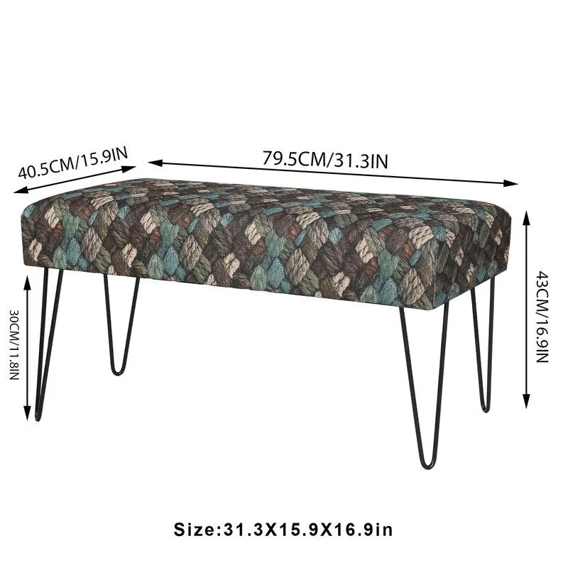 Adeco Bench Ottoman Fabric Rectangular Footrest Upholstered Bedroom