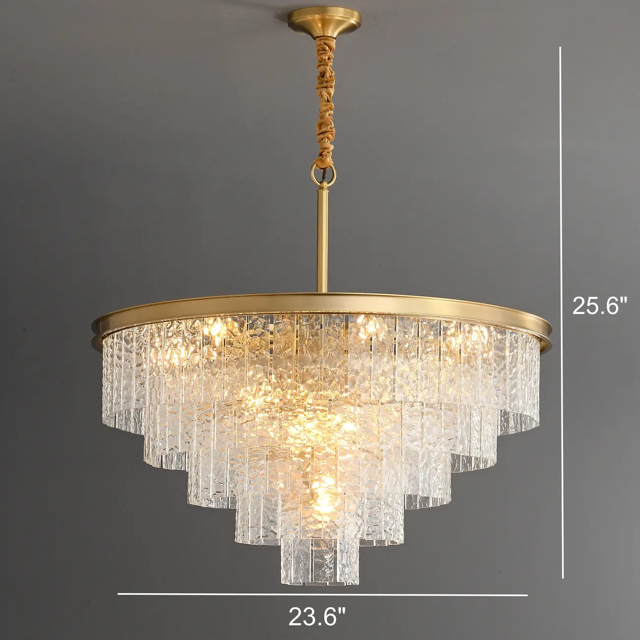Luxury Brass Downrod Tierd Glass Gaia Chandelier
