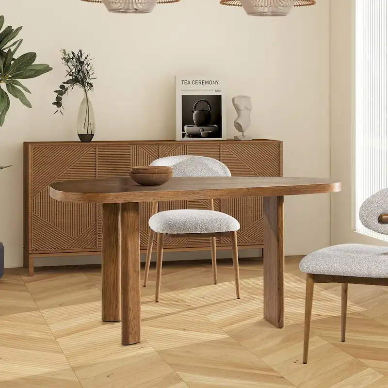 Melvin 60 Oak Wood Oblong Oval Console Table