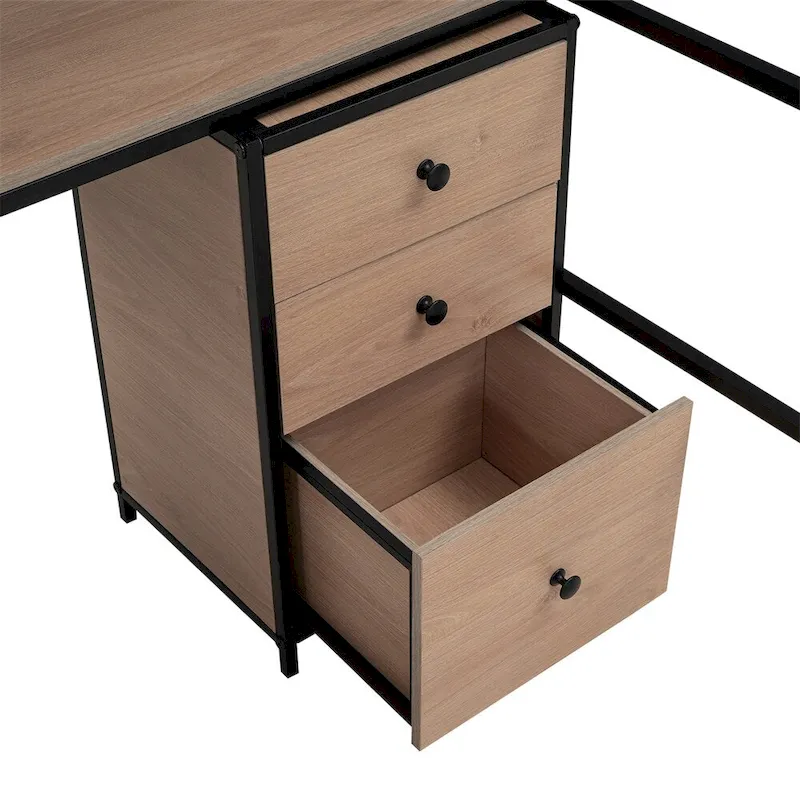 Metal Loft Bed With Bookcase,Desk And Cabinet,Full