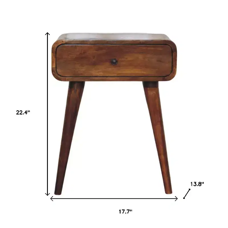 HomeRoots 22 Chestnut Solid Wood One Drawer Nightstand