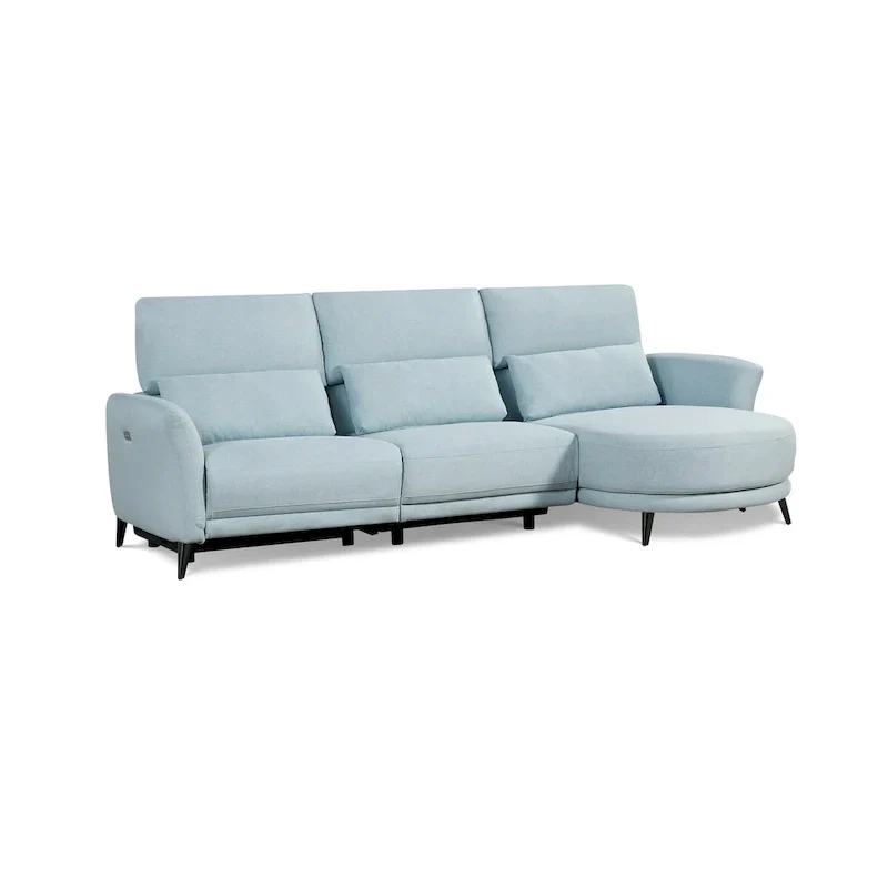 Wells Right-Arm Light Blue Chaise Lounge Sectional Sofa