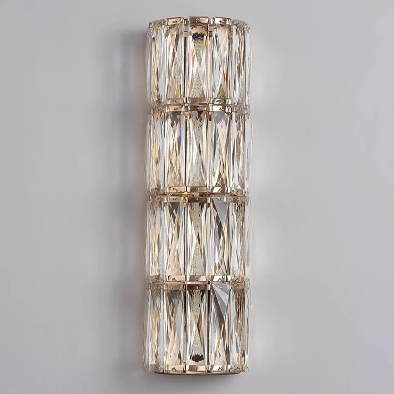 Direct-wired Steel Wall Sconce with Crystal Shade