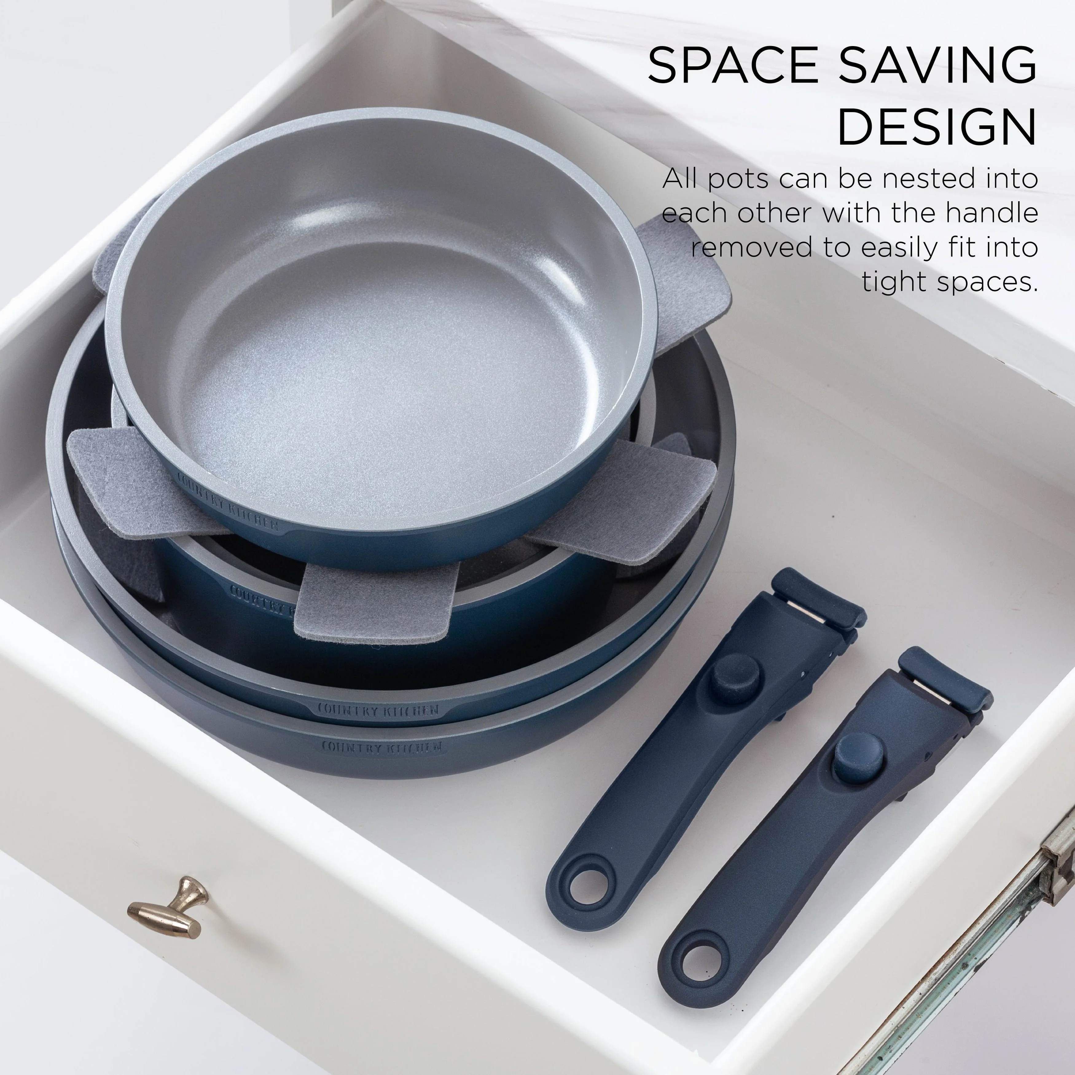 Country Kitchen 16 Piece RV Cookware Set Ceramic with Removable Handle Oven Safe