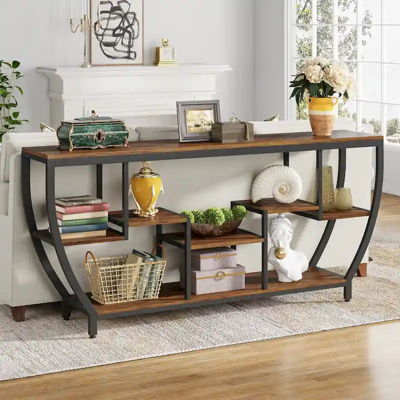 70.9 Inch Extra Long Console Table with Shelves,Sofa Console Table