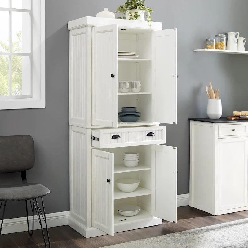 Crosley Seaside Distressed White Kitchen Pantry