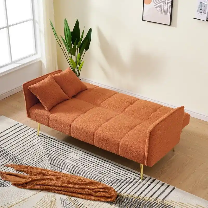 79.92 Teddy Velvet Upholstered Sofa Bed with Adjustable Back and Armrests