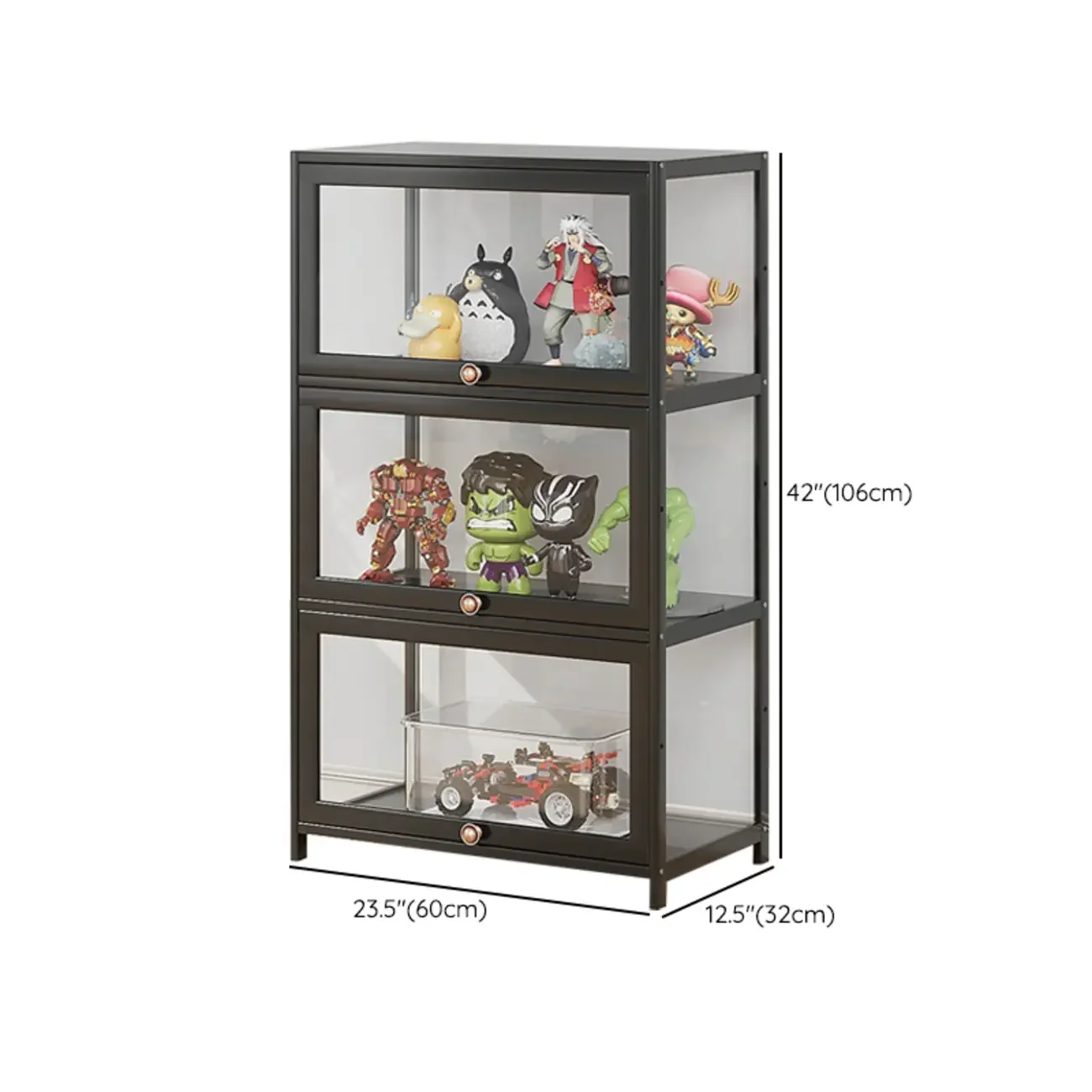 Simple Flip-up Black Clear Glass Cabinet