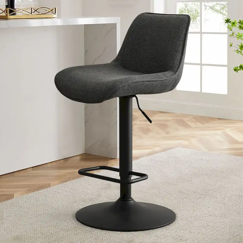 18 Bigger Base Vinyl Adjustable Height Swivel Bar Stool, Set of 2