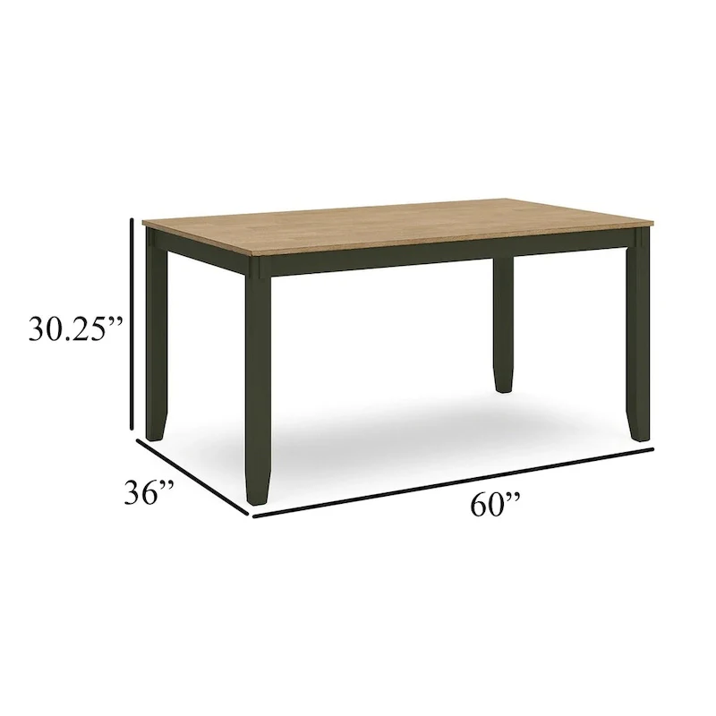 Gasy Dining Table Set with 4 Chairs, 1 Bench, Dark Green Wood, Brown