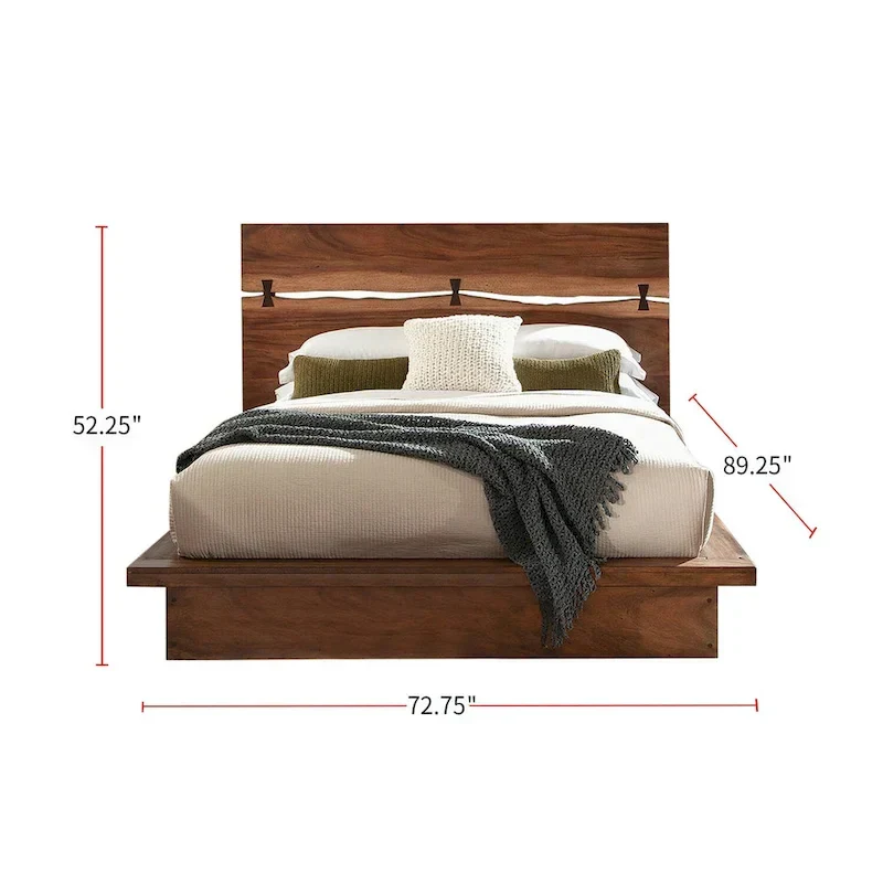 Panel Bed with Cut-Out Headboard - Two-Tone Finish