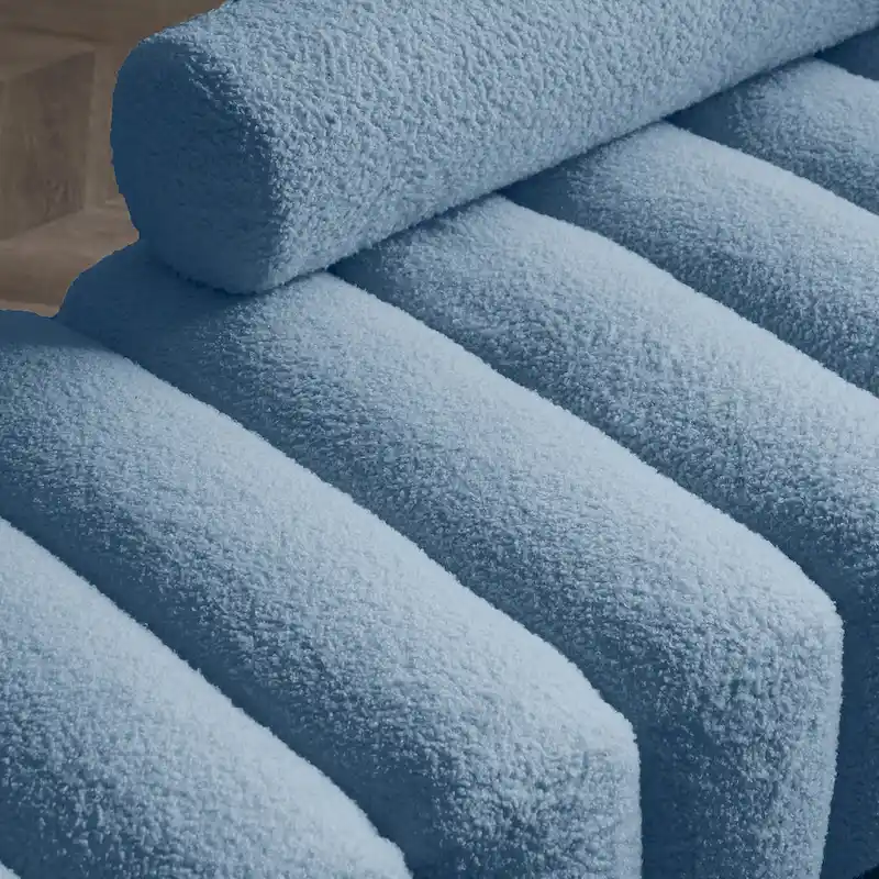 White Sherpa Upholstered Bench with Adjustable Backrest