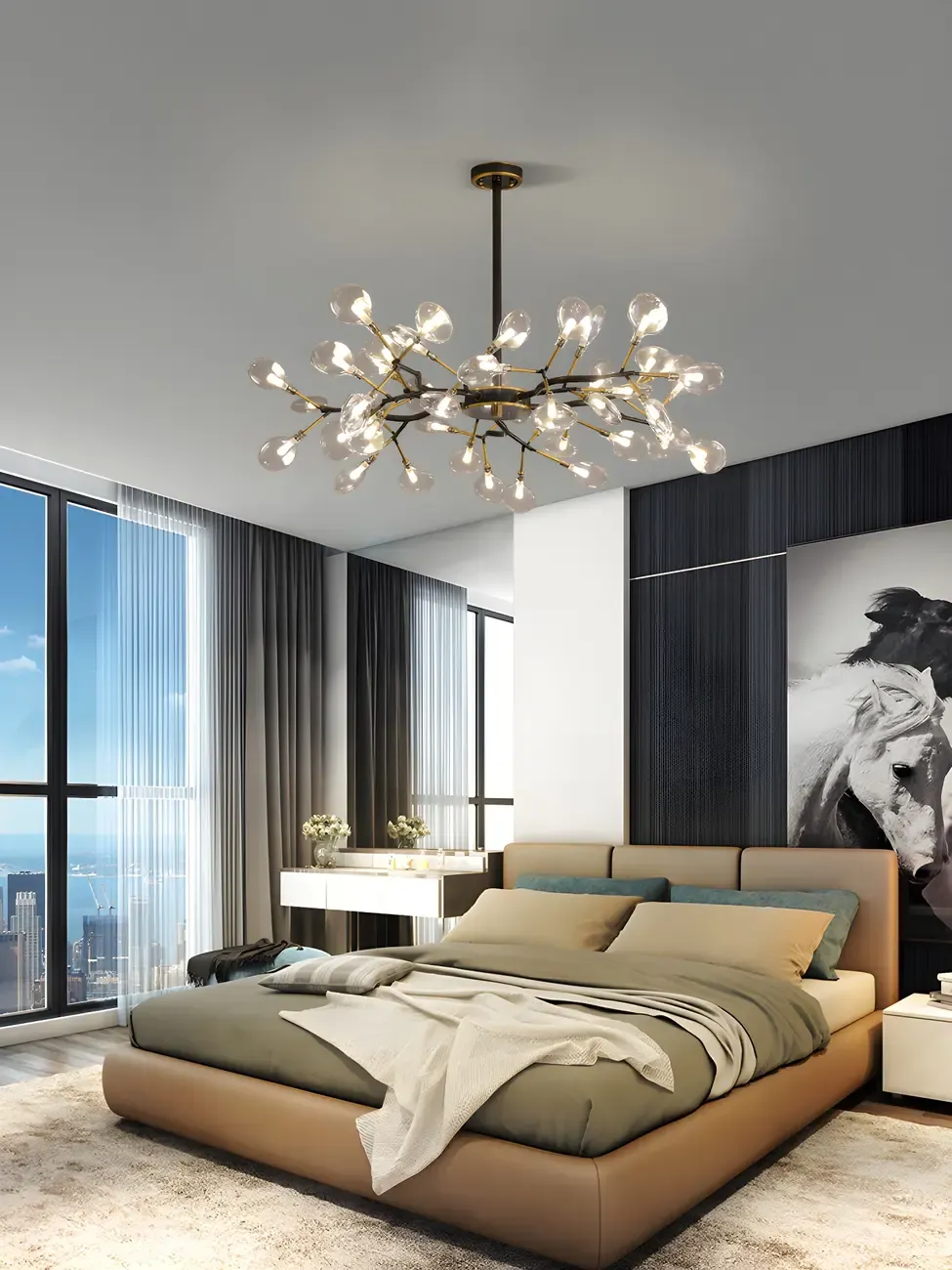 Modern Gold Metal Fireflies Island Pendant Light