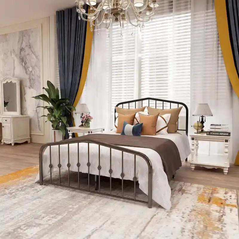 Aufank Platform Metal Bed Frame, Iron Slat, Easy Assembly