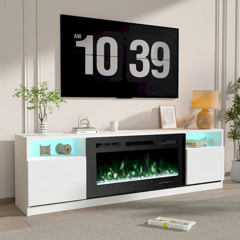 TV Stand with 36 Electric Fireplace, Entertainment Center, and Console for TVs up to 80 for Living Room - 73 inches in width