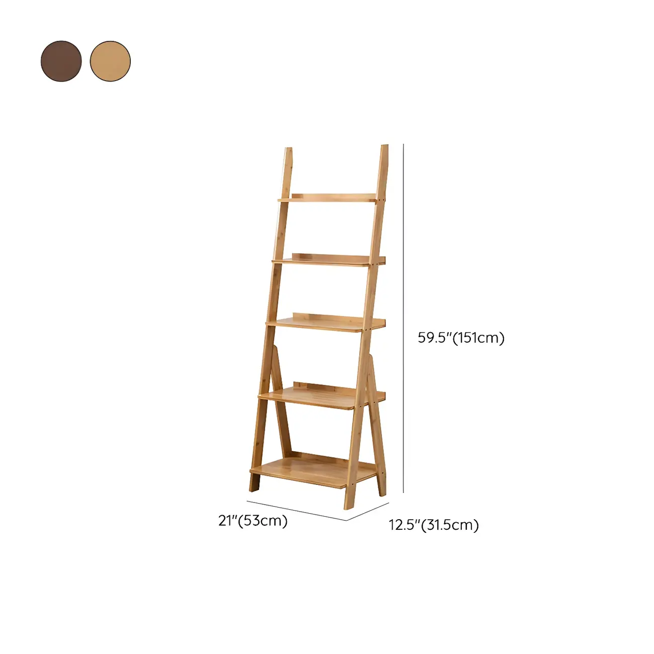 Solid Wood 5-Tier Open Back Ladder Bookshelf