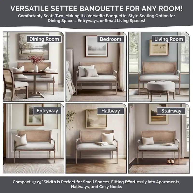 Madison Park Willshire Beige Reclaimed Natural Settee