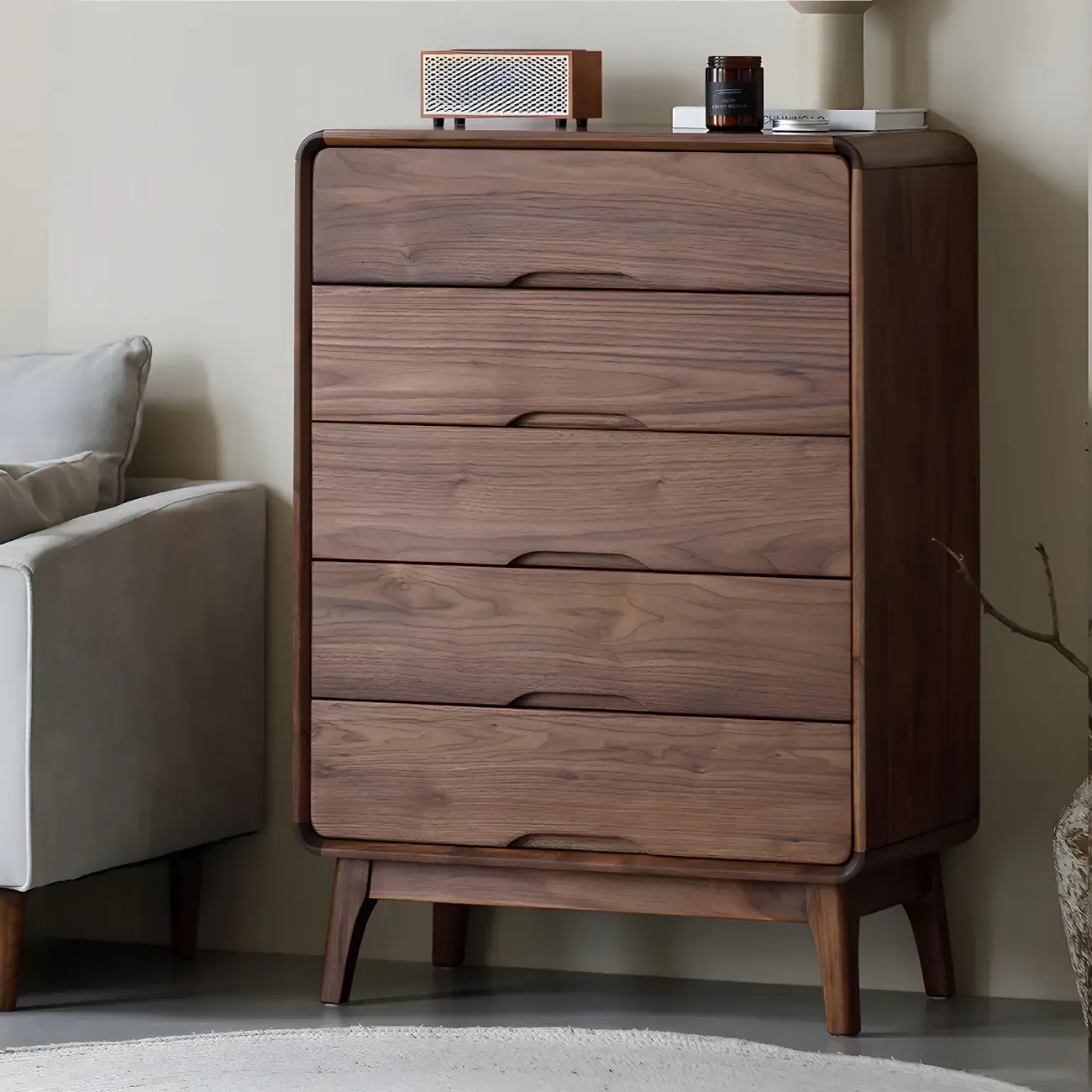 Vintage Solid Wood Dark Walnut Dressers & Chests for Bedroom