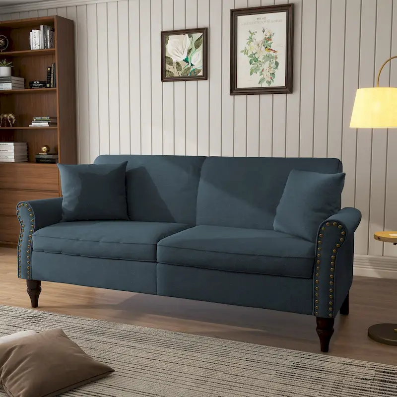 Modern 73 Nailhead Trim Loveseat Sofa