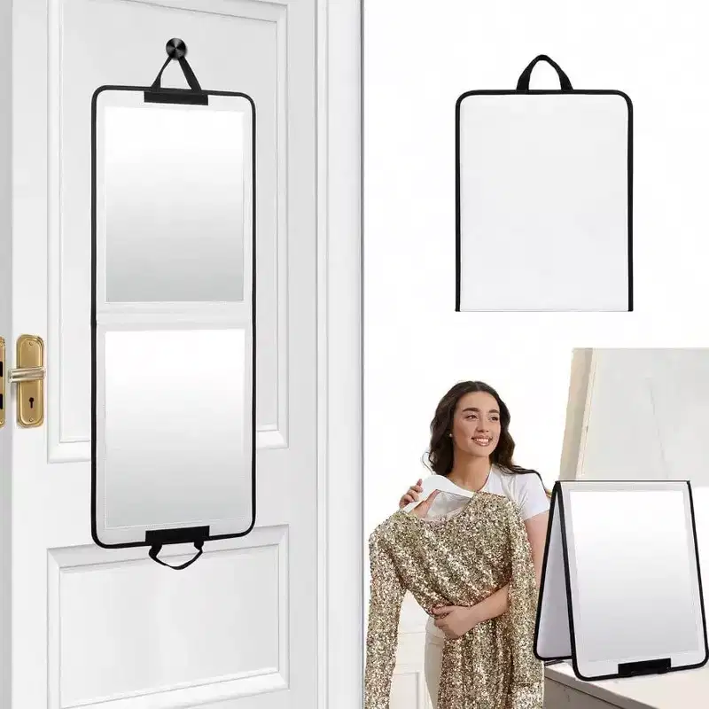 White Foldable Full-Length Mirror, 1-Person, 33x13 in