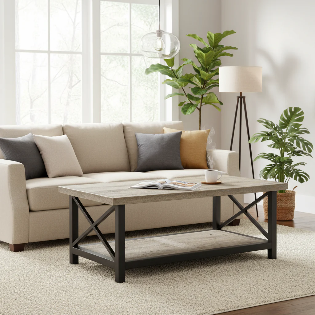 Two-Tone Brown and Black Coffee Table