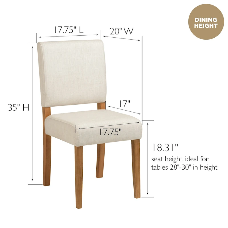 Leick Home Upholstered Back Dining Chair with Wood Base Set of 2