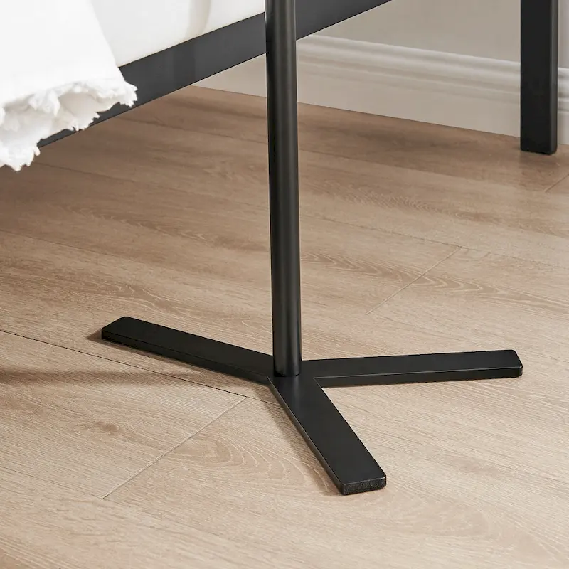 Carter Oval Teardrop Modern Raised Lip Edge Couch-Side Accent C-Table with Crossed Y-Shape Metal Pedestal Leg