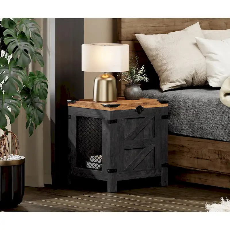 Lift Top End Table,Nightstand with Rustic Lock