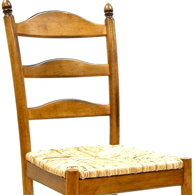 Ladder Back Dining Side Chair - Solid Wood with Woven Rush Seat, 38