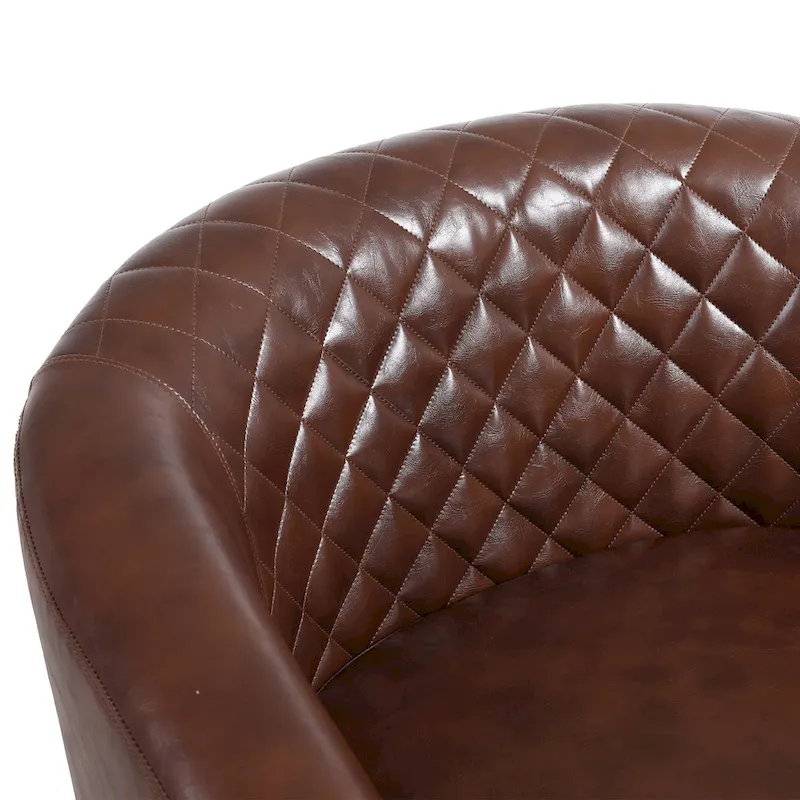 Accent Barrel Chair Living Room With Nailheads And Solid Wood Legs