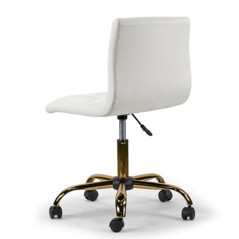 Aman Cream Adjustable Height Swivel Office Chair w/ Golden Wheel Base