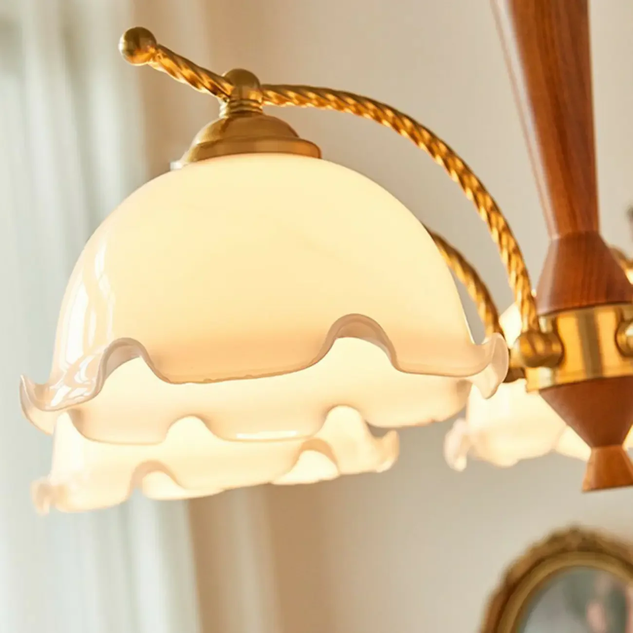 Modern White Dome Chandelier with Adjustable Length