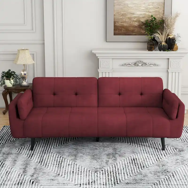 75 Convertible Sleeper Futon Sofa Bed With Adjustable Tufted Back
