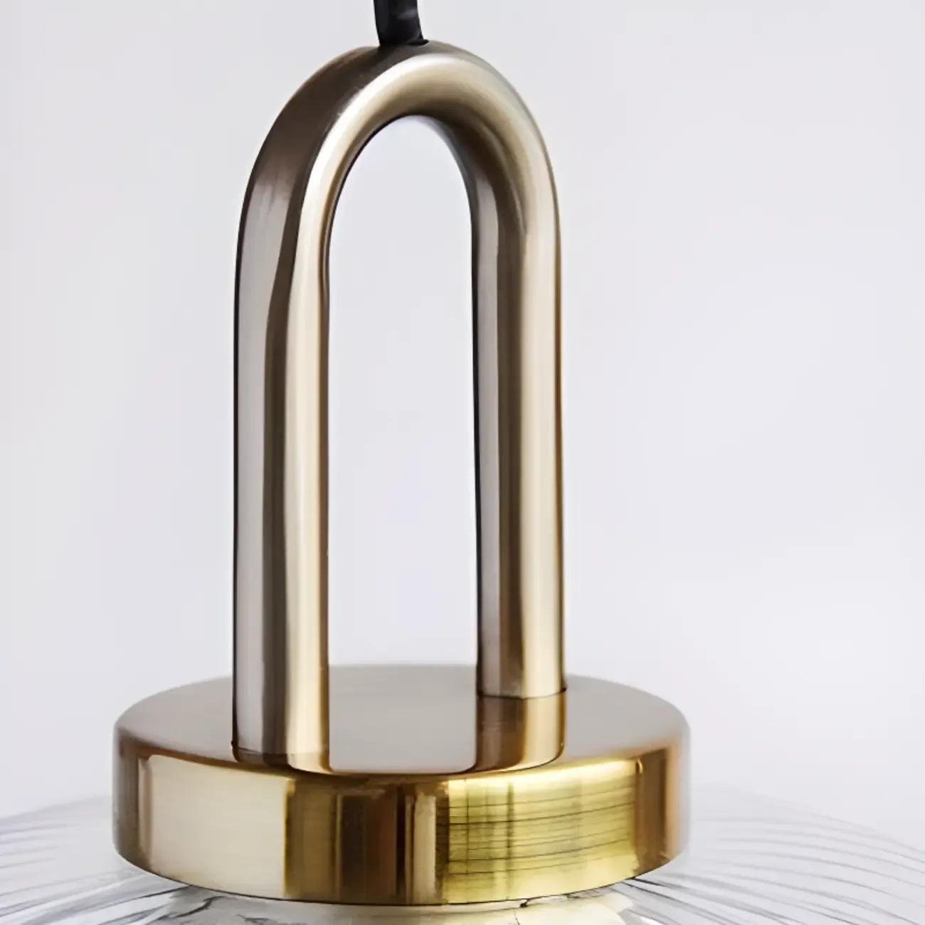 Gold Metal Ribbed Clear Glass Kitchen Pendant Light