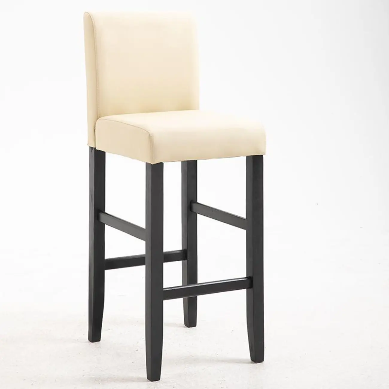 Traditional Wood Leather Upholstered Bar Height Stool